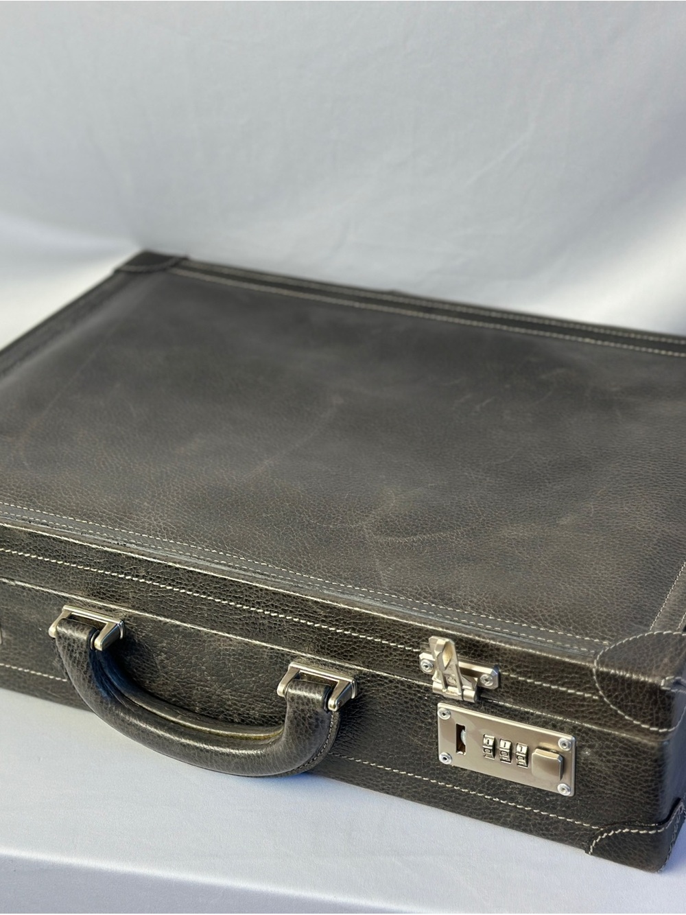 ClassiCon Dark Brown Pebble Leather Briefcase with Silver Hardware